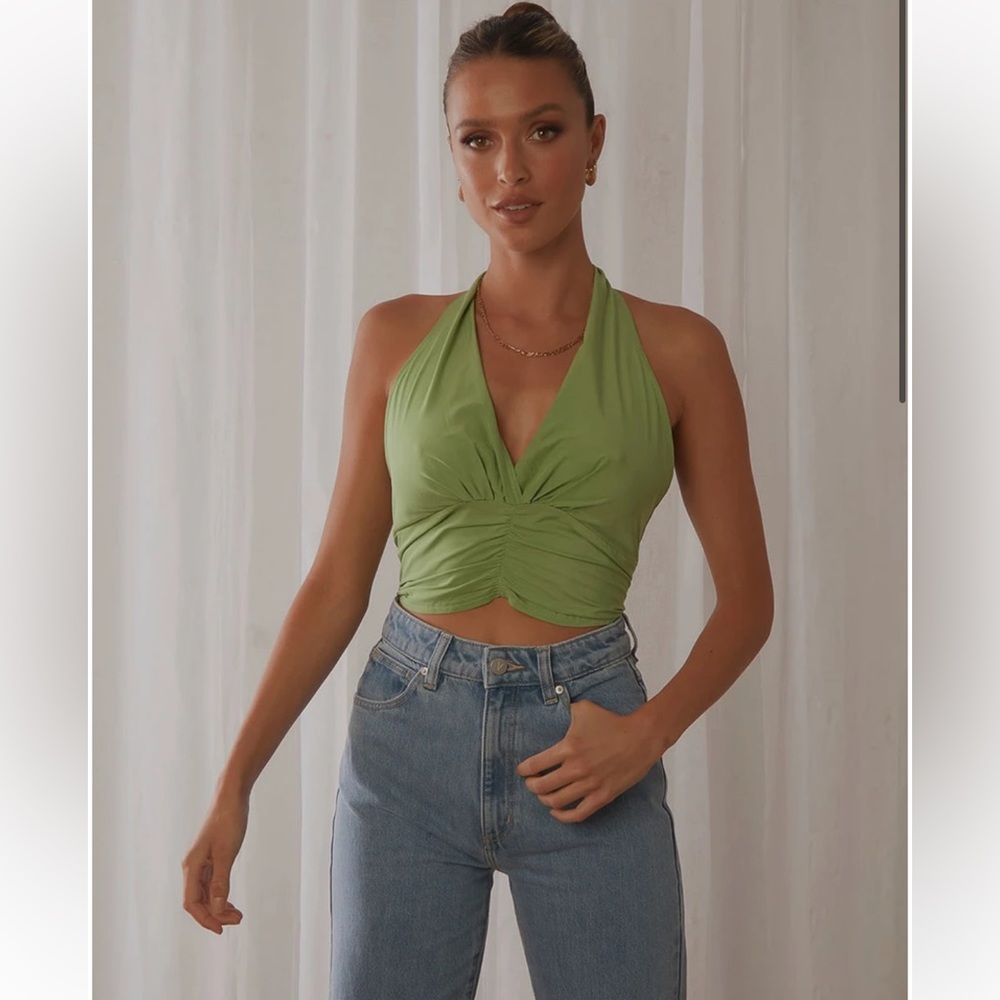 Peppermayo Betty Halter top in lime green